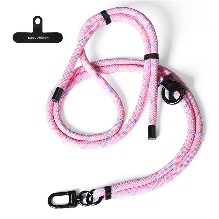 160cm Cell Phone Lanyard Crossbody Phone Neck Shoulder Strap Adjustable Polyester Rope with Patch - Cross / Pink