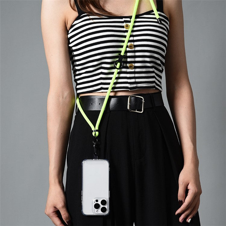 160cm Cell Phone Lanyard Crossbody Phone Neck Shoulder Strap Adjustable Polyester Rope with Patch - Solid Light Green