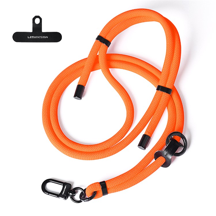 160cm Cell Phone Lanyard Crossbody Phone Neck Shoulder Strap Adjustable Polyester Rope with Patch - Solid Dark Orange