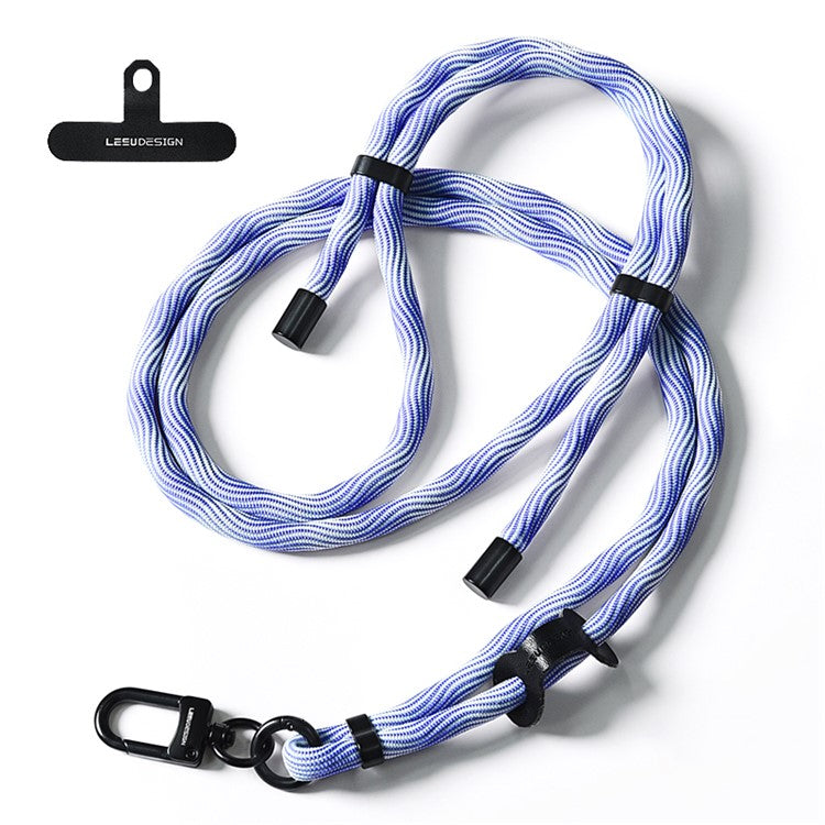 160cm Cell Phone Lanyard Crossbody Phone Neck Shoulder Strap Adjustable Polyester Rope with Patch - Thread / White Blue