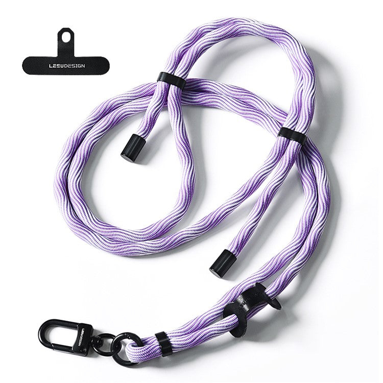 160cm Cell Phone Lanyard Crossbody Phone Neck Shoulder Strap Adjustable Polyester Rope with Patch - Thread / White Purple