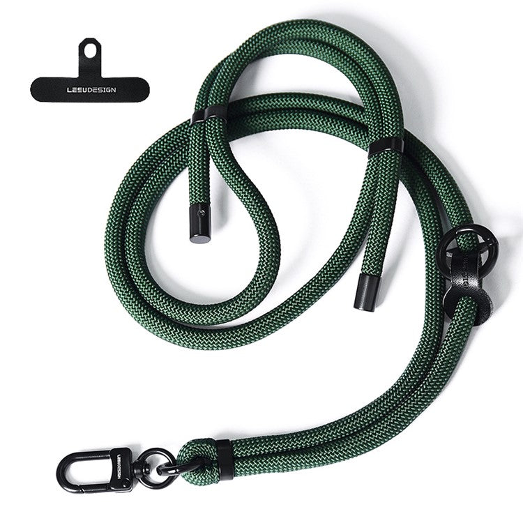 160cm Cell Phone Lanyard Crossbody Phone Neck Shoulder Strap Adjustable Polyester Rope with Patch - Solid Blackish Green