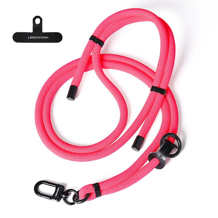 160cm Cell Phone Lanyard Crossbody Phone Neck Shoulder Strap Adjustable Polyester Rope with Patch - Solid Rose