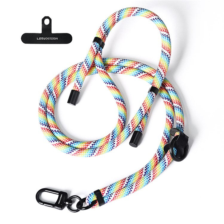 160cm Cell Phone Lanyard Crossbody Phone Neck Shoulder Strap Adjustable Polyester Rope with Patch - Rainbow