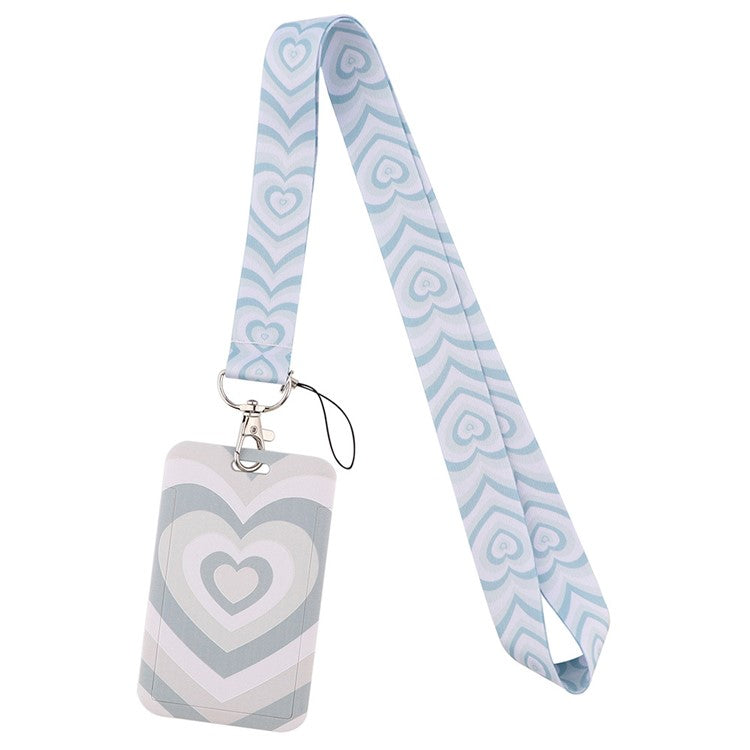 Universal Phone Lanyard Keychain with ID Badge Holder Heart Pattern Neck Strap for Student, Nurse, Teacher - AL896-3