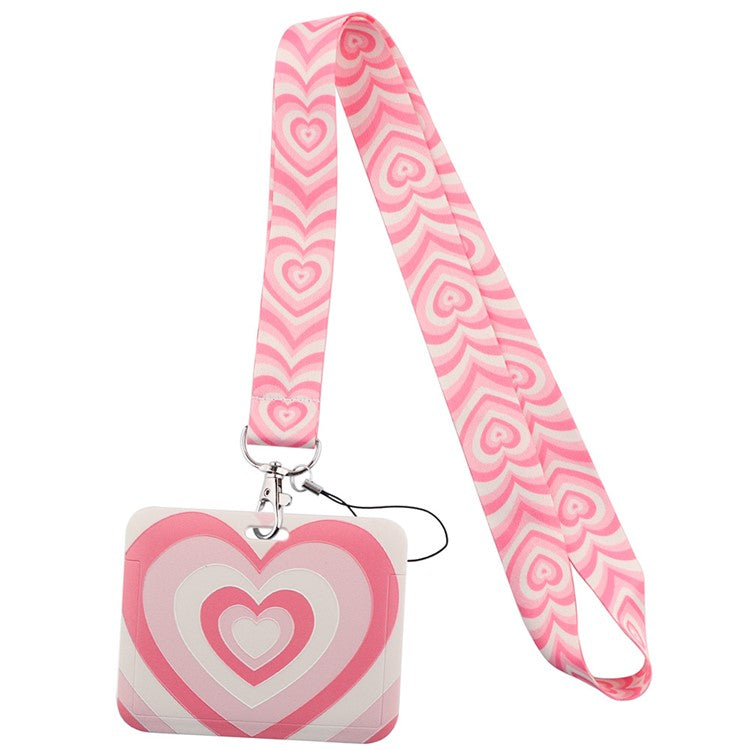 Universal Phone Lanyard Keychain with ID Badge Holder Heart Pattern Neck Strap for Student, Nurse, Teacher - AL896-10