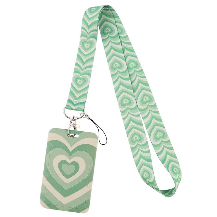 Universal Phone Lanyard Keychain with ID Badge Holder Heart Pattern Neck Strap for Student, Nurse, Teacher -  AL896-6