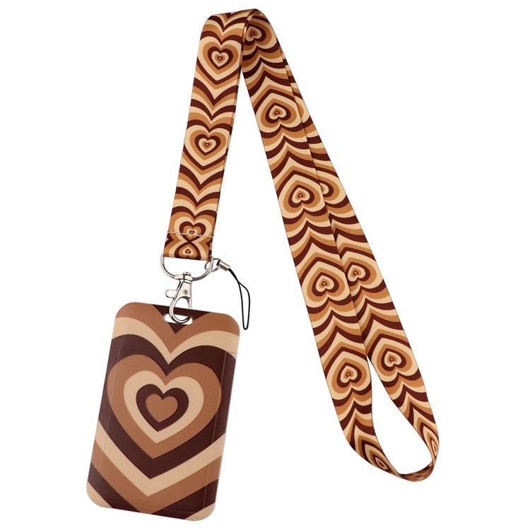 Universal Phone Lanyard Keychain with ID Badge Holder Heart Pattern Neck Strap for Student, Nurse, Teacher - AL896-24