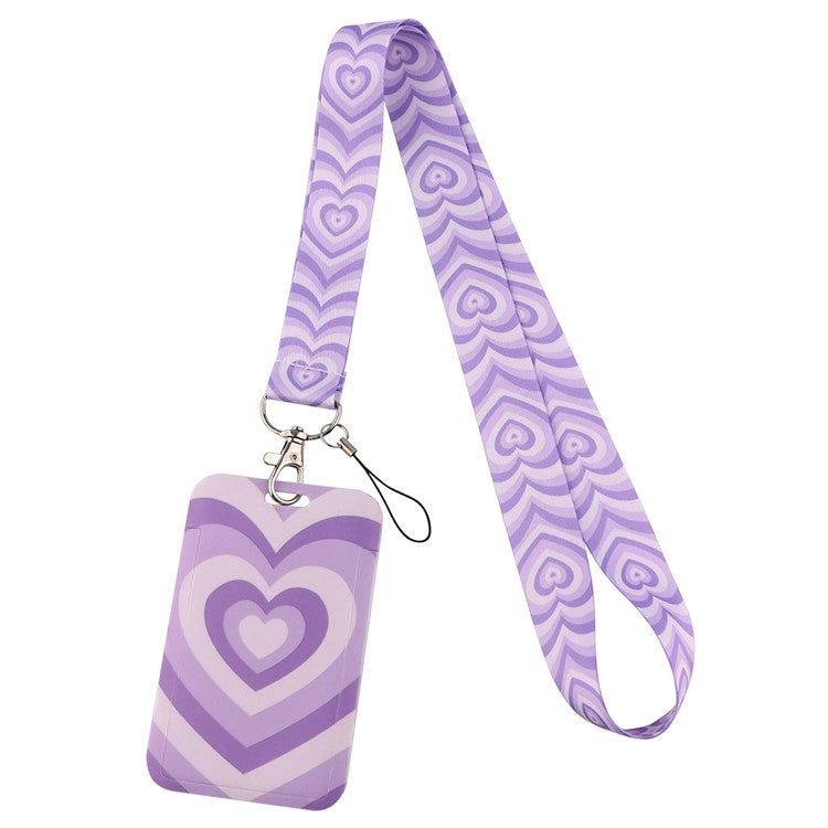 Universal Phone Lanyard Keychain with ID Badge Holder Heart Pattern Neck Strap for Student, Nurse, Teacher - AL896-27