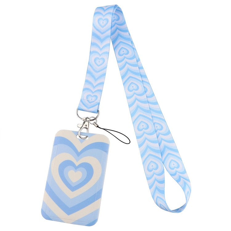 Universal Phone Lanyard Keychain with ID Badge Holder Heart Pattern Neck Strap for Student, Nurse, Teacher - AL896-28