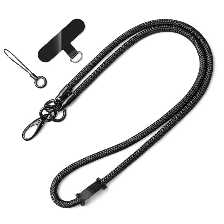 Neck-Mounted Phone Lanyard 3Pcs / Set Anti-Lost Cell Phone Nylon Hanging Rope with Strap, Plastic Tether Tab - Black