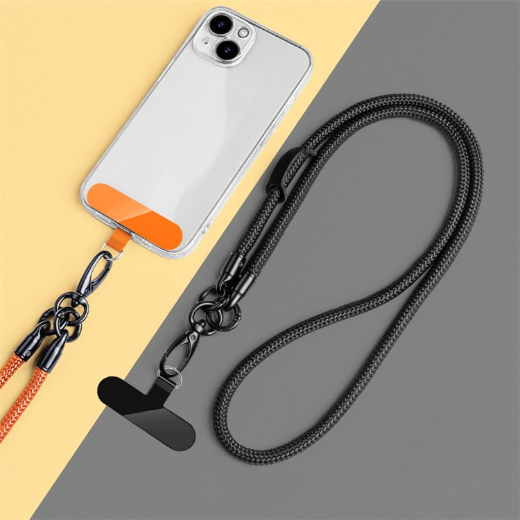 Neck-Mounted Phone Lanyard 3Pcs / Set Anti-Lost Cell Phone Nylon Hanging Rope with Strap, Plastic Tether Tab - Black