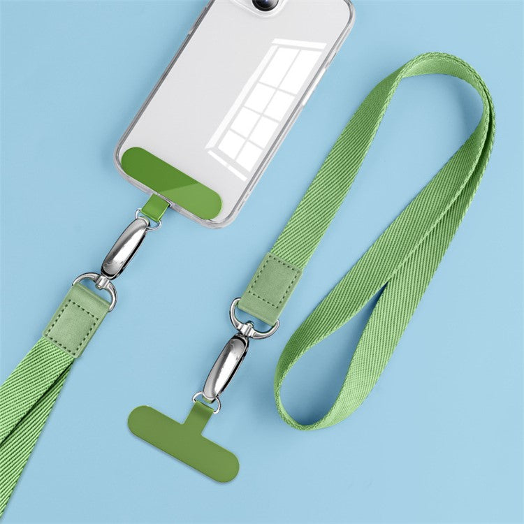 Neck-Mounted Phone Lanyard Anti-Lost Cell Phone Polyester Strap with Metal Buckle, PC Tether Tab - Matcha Green