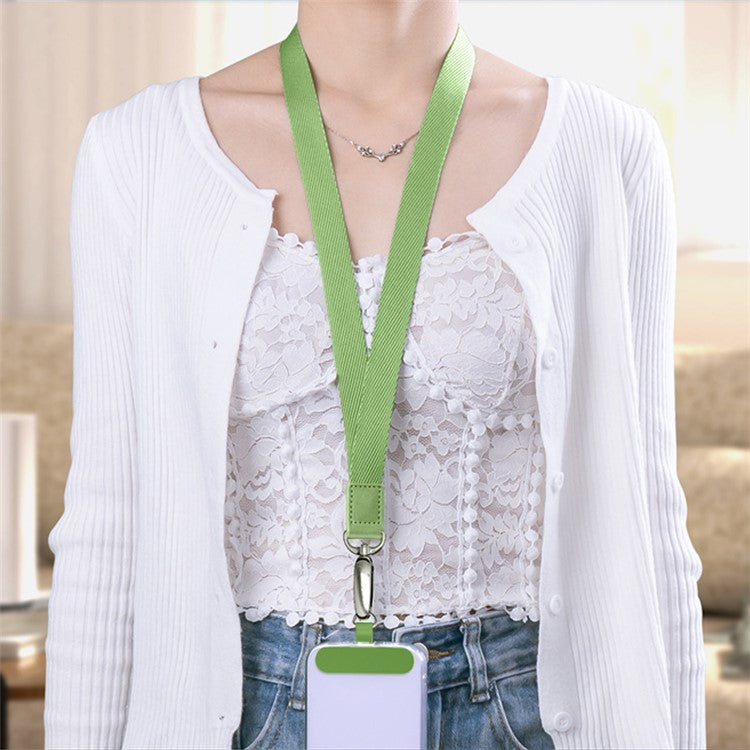 Neck-Mounted Phone Lanyard Anti-Lost Cell Phone Polyester Strap with Metal Buckle, PC Tether Tab - Matcha Green