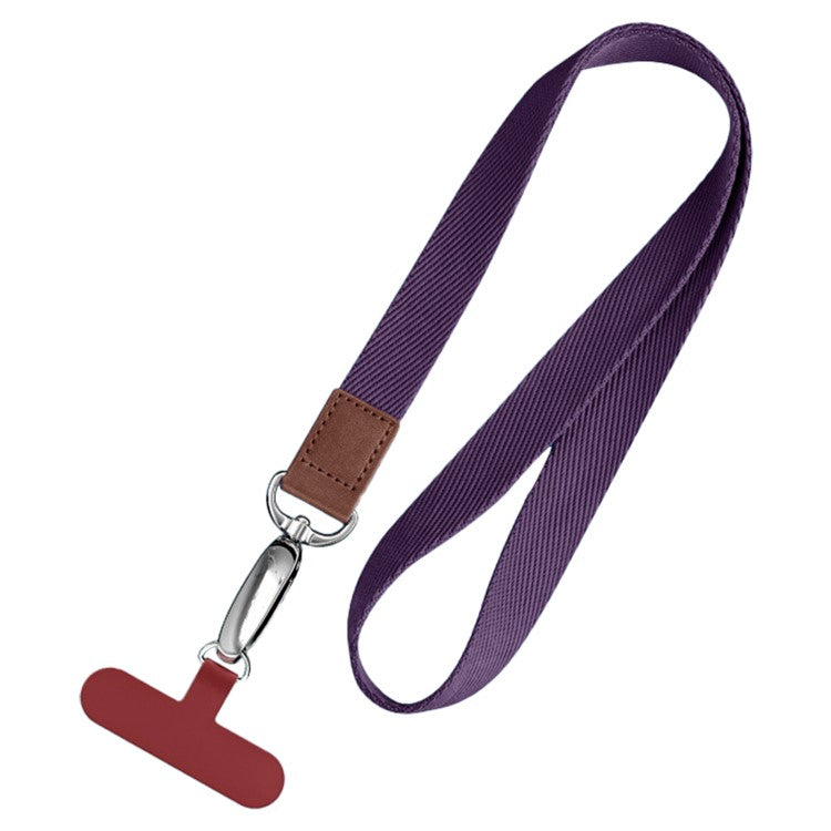 Neck-Mounted Phone Lanyard Anti-Lost Cell Phone Polyester Strap with Metal Buckle, PC Tether Tab - Dark Purple