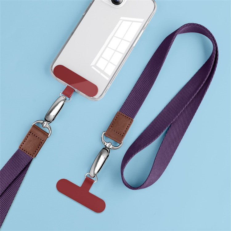 Neck-Mounted Phone Lanyard Anti-Lost Cell Phone Polyester Strap with Metal Buckle, PC Tether Tab - Dark Purple