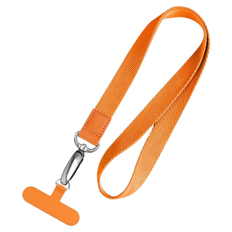 Neck-Mounted Phone Lanyard Anti-Lost Cell Phone Polyester Strap with Metal Buckle, PC Tether Tab - Orange