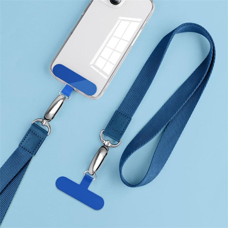 Neck-Mounted Phone Lanyard Anti-Lost Cell Phone Polyester Strap with Metal Buckle, PC Tether Tab - Sapphire