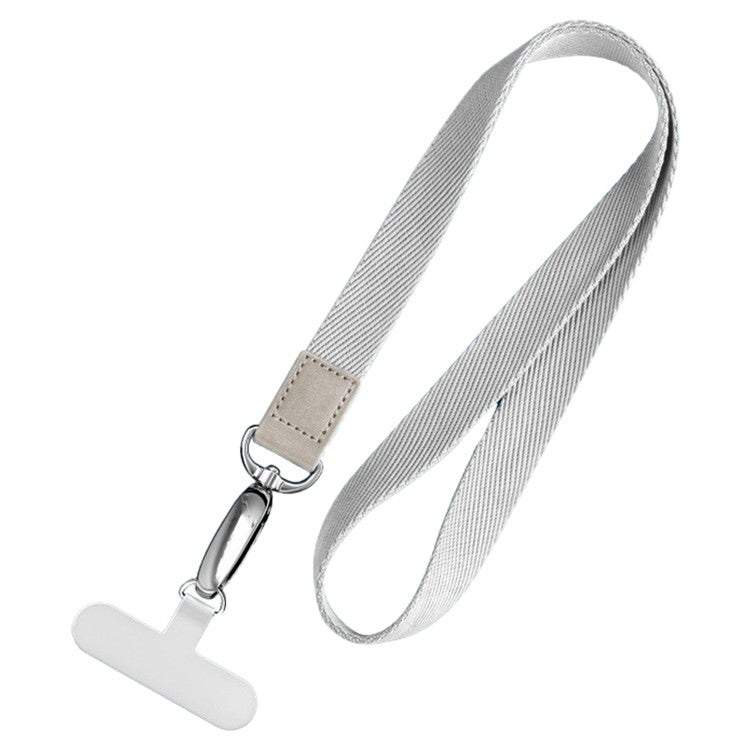 Neck-Mounted Phone Lanyard Anti-Lost Cell Phone Polyester Strap with Metal Buckle, PC Tether Tab - Silver