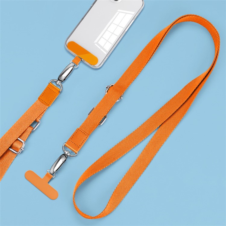 Anti-Lost Phone Lanyard with Metal Buckle, PC Tether Tab Adjustable Cell Phone Polyester Strap - Orange