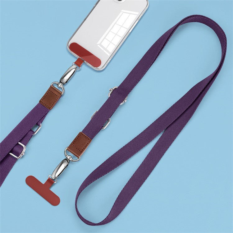 Anti-Lost Phone Lanyard with Metal Buckle, PC Tether Tab Adjustable Cell Phone Polyester Strap - Dark Purple