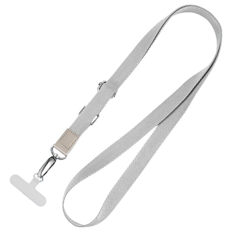 Anti-Lost Phone Lanyard with Metal Buckle, PC Tether Tab Adjustable Cell Phone Polyester Strap - Silver