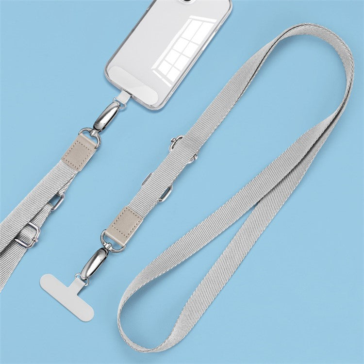 Anti-Lost Phone Lanyard with Metal Buckle, PC Tether Tab Adjustable Cell Phone Polyester Strap - Silver