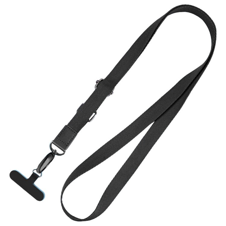 Anti-Lost Phone Lanyard with Metal Buckle, PC Tether Tab Adjustable Cell Phone Polyester Strap - Black