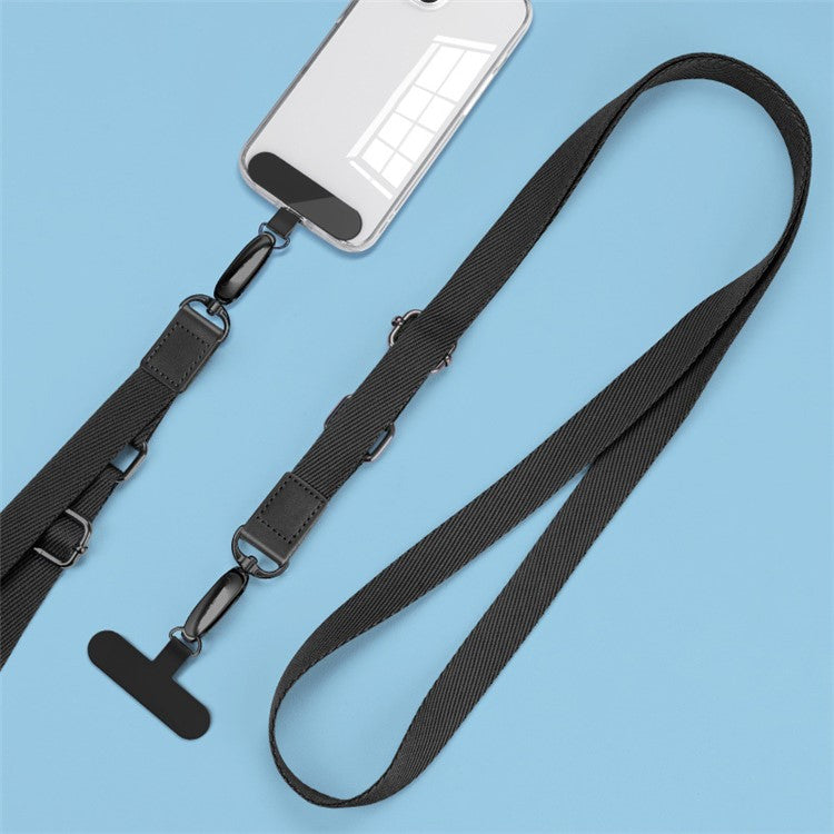 Anti-Lost Phone Lanyard with Metal Buckle, PC Tether Tab Adjustable Cell Phone Polyester Strap - Black