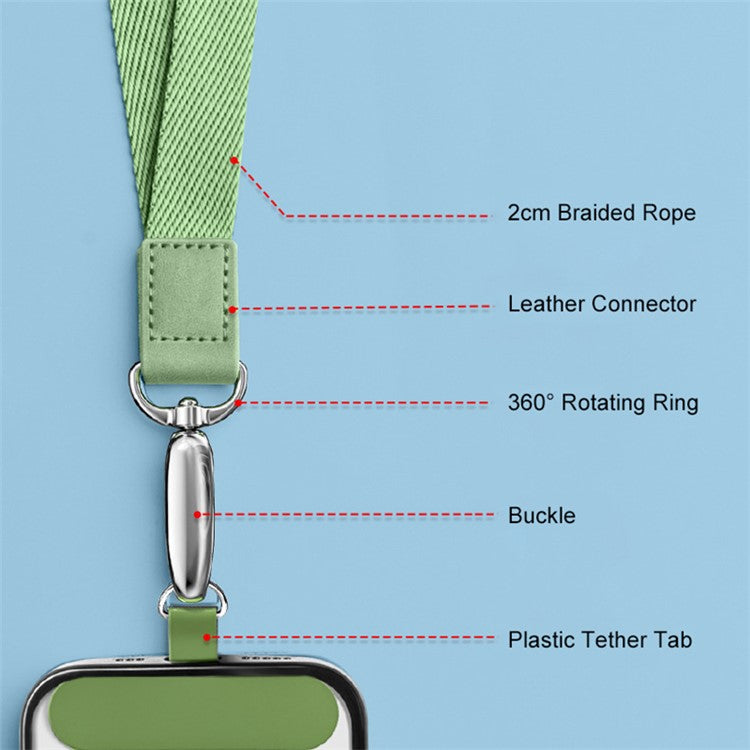 Mobile Phone Polyester Wrist Strap for Cell Phone Anti-Lost Strap with Metal Buckle, PC Tether Tab - Matcha Green