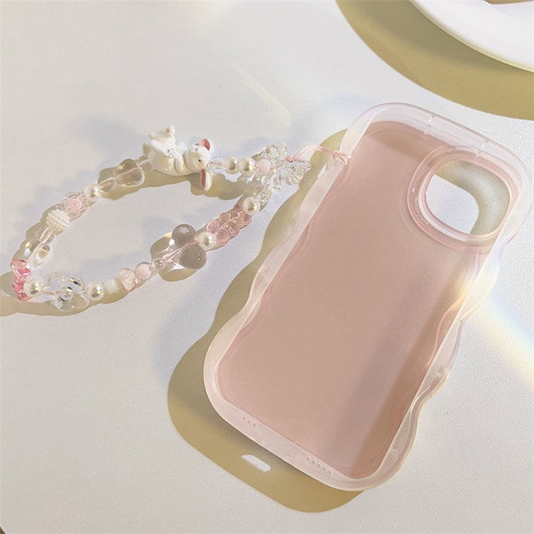 384 Cute Rabbit Decor Mobile Phone Lanyard Resin Keychain Cellphone Beads Wrist Strap for CCD Camera