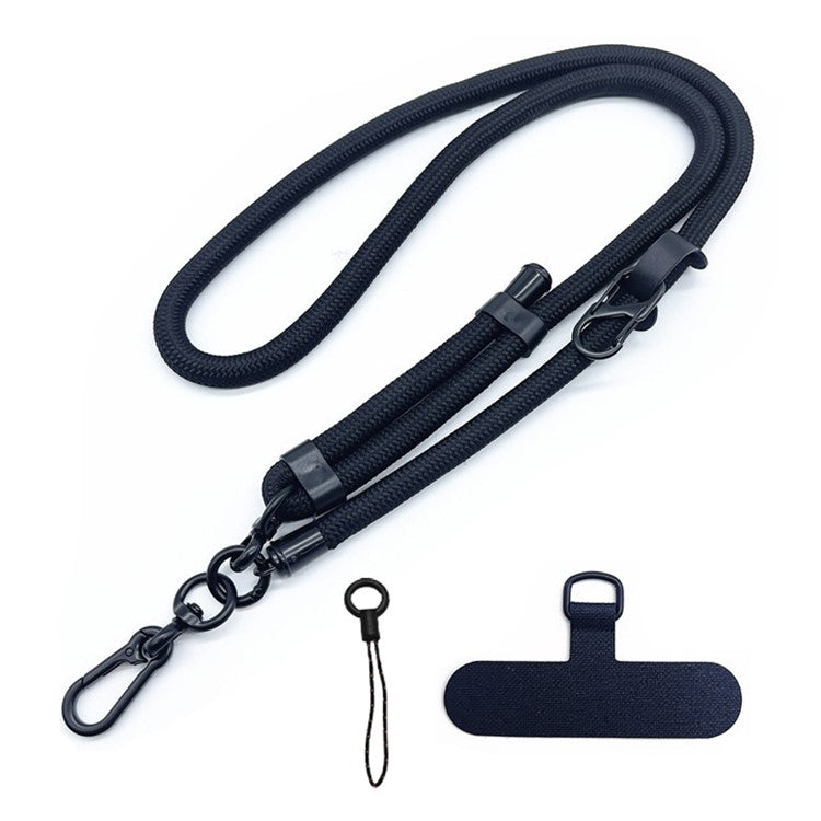 10mm Adjustable Phone Lanyard Anti-Lost Crossbody Cellphone Strap Neck Hanging Rope with Tether Tab - Black