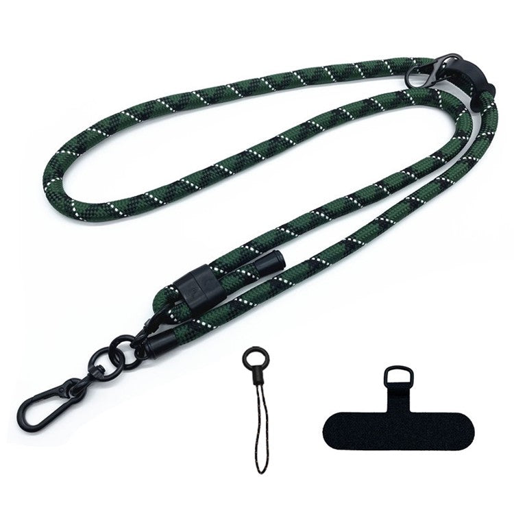 10mm Adjustable Phone Lanyard Anti-Lost Crossbody Cellphone Strap Neck Hanging Rope with Tether Tab - Blackish Green+White