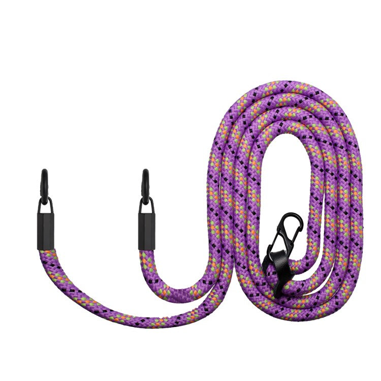 8mm Dual Ring Buckle Phone Carrying Rope Anti-lost Lanyard Phone Crossbody Shoulder Strap - Purple