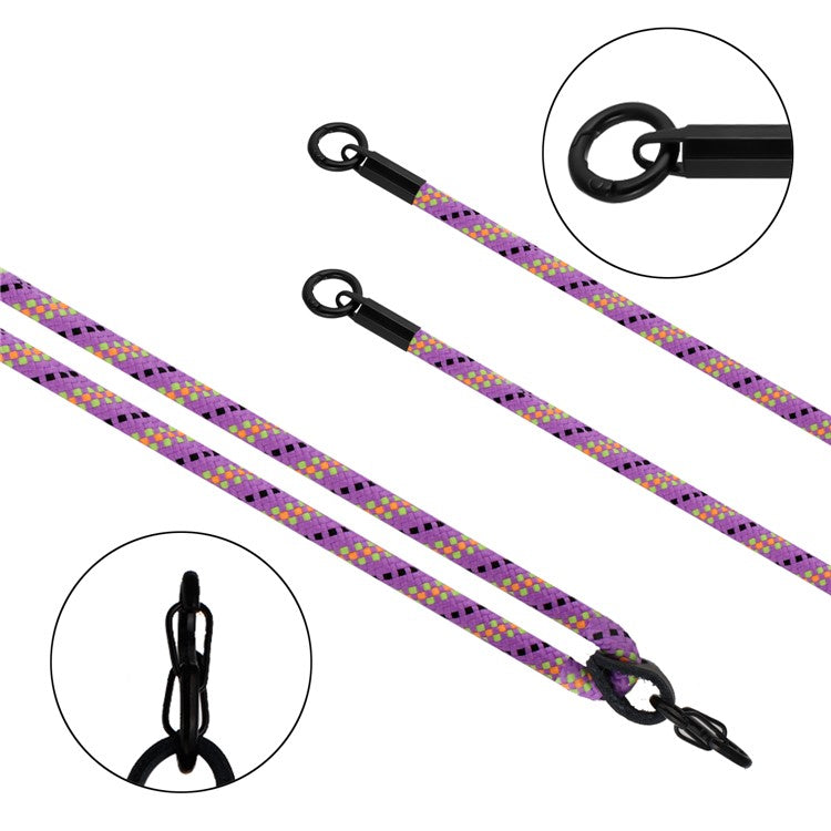 8mm Dual Ring Buckle Phone Carrying Rope Anti-lost Lanyard Phone Crossbody Shoulder Strap - Purple