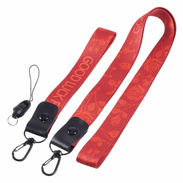 KADEM Universal Cloth Phone Lanyard Crossbody Strap + Cellphone Wrist Hand Strap Hanging Rope Set - Red