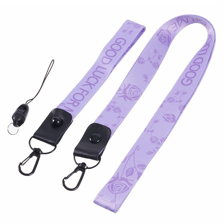 KADEM Universal Cloth Phone Lanyard Crossbody Strap + Cellphone Wrist Hand Strap Hanging Rope Set - Purple