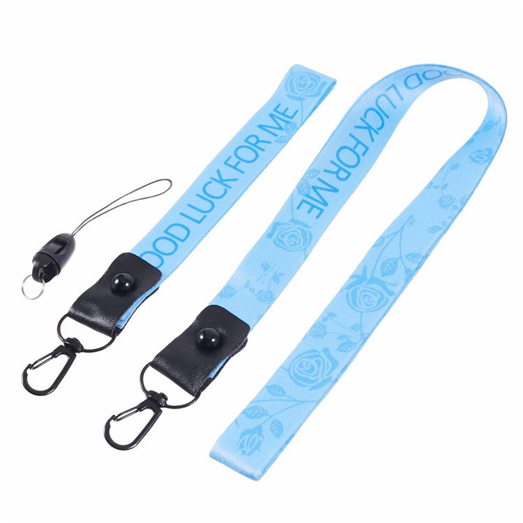 KADEM Universal Cloth Phone Lanyard Crossbody Strap + Cellphone Wrist Hand Strap Hanging Rope Set - Blue