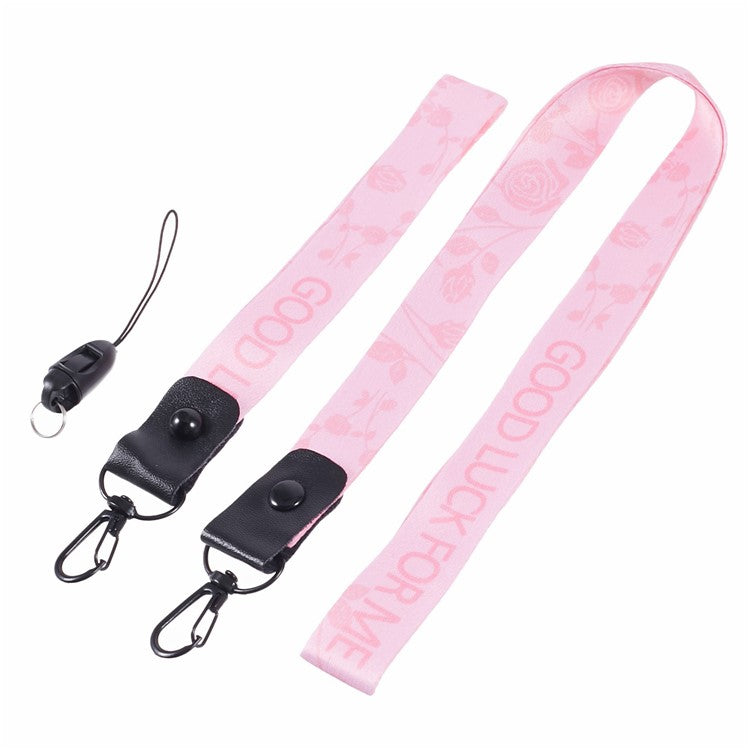 KADEM Universal Cloth Phone Lanyard Crossbody Strap + Cellphone Wrist Hand Strap Hanging Rope Set - Pink