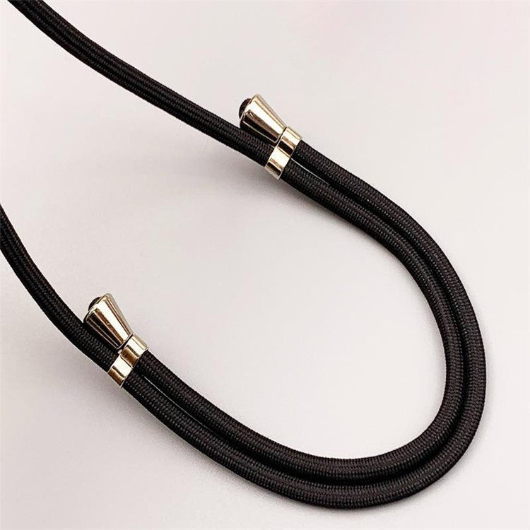 Polyester Phone Lanyard Adjustable 5mm Neck Strap Crossbody Cell Phone Strap with Patch - Black