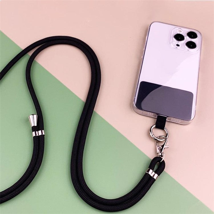 Polyester Phone Lanyard Adjustable 5mm Neck Strap Crossbody Cell Phone Strap with Patch - Black