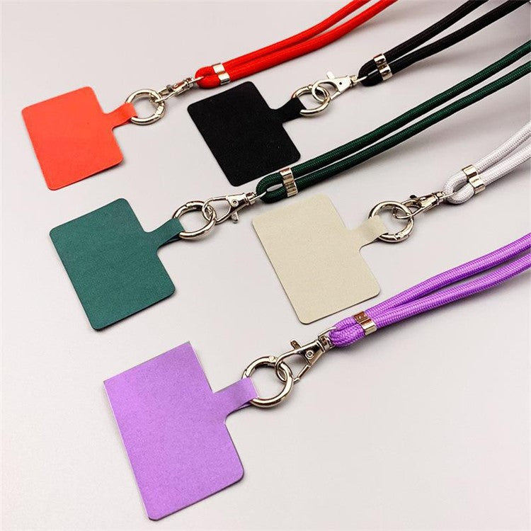 Polyester Phone Lanyard Adjustable 5mm Neck Strap Crossbody Cell Phone Strap with Patch - Black