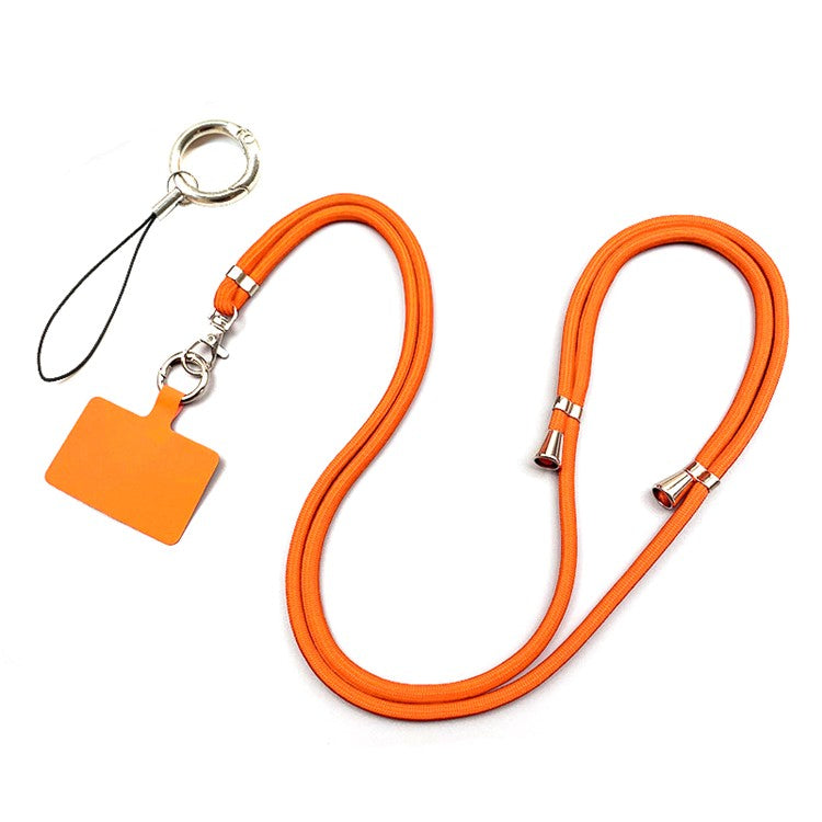 Polyester Phone Lanyard Adjustable 5mm Neck Strap Crossbody Cell Phone Strap with Patch - Orange