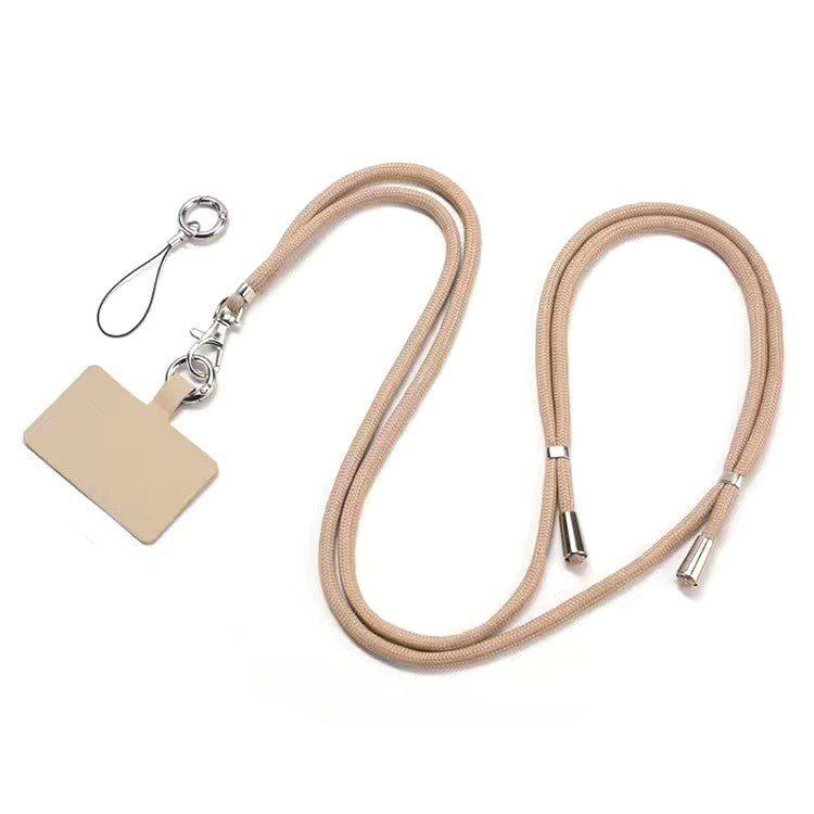 Polyester Phone Lanyard Adjustable 5mm Neck Strap Crossbody Cell Phone Strap with Patch - Khaki