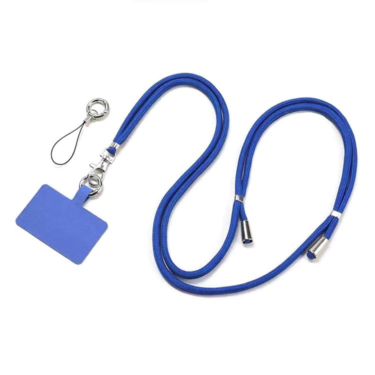 Polyester Phone Lanyard Adjustable 5mm Neck Strap Crossbody Cell Phone Strap with Patch - Blue