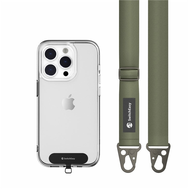 SWITCHEASY Ultra Slim Metal Tether Tabs with 25mm Nylon Lanyard for Cell Phones Anti-Lost Adjustable Strap - Army Green