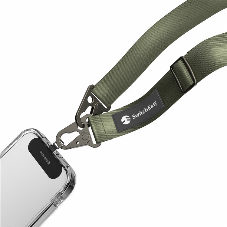 SWITCHEASY Ultra Slim Metal Tether Tabs with 25mm Nylon Lanyard for Cell Phones Anti-Lost Adjustable Strap - Army Green