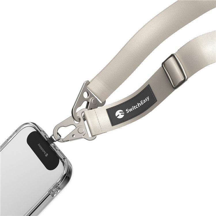 SWITCHEASY Ultra Slim Metal Tether Tabs with 25mm Nylon Lanyard for Cell Phones Anti-Lost Adjustable Strap - White