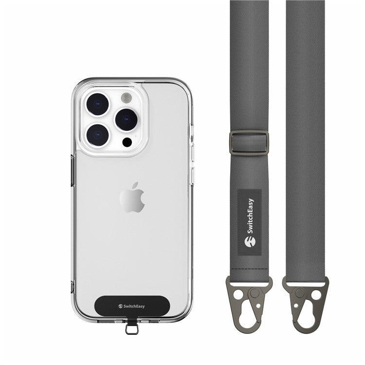 SWITCHEASY Ultra Slim Metal Tether Tabs with 25mm Nylon Lanyard for Cell Phones Anti-Lost Adjustable Strap - Dark Grey