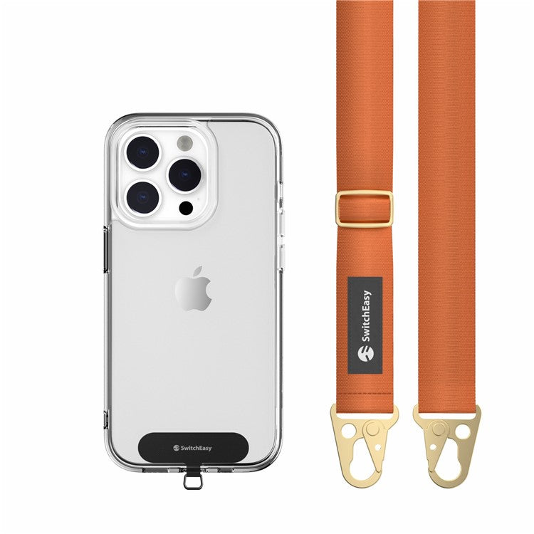 SWITCHEASY Ultra Slim Metal Tether Tabs with 25mm Nylon Lanyard for Cell Phones Anti-Lost Adjustable Strap - Orange